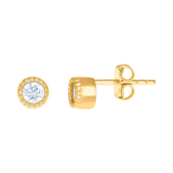 10k Yellow Gold Womens Cubic Zirconia Fashion Stud Earrings 4.8x4.8mm Wide Stud Earring for Women