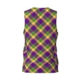 thumbnail image 2 of Rocae Mardi Gras Plaid for Men's Basketball Jersey Lightweight and Breathable Athletic Tank Top,Quick-Drying Sports Jersey Large, 2 of 9