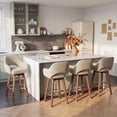 thumbnail image 5 of AFO 26" Upholstered Counter Height Bar Stools Set of 2, Modern Swivel Bar Stool with Armrests & Solid Wood Legs, Mid Century Barstool Island Chairs for Kitchen Island Dining Room, Camel, 5 of 12