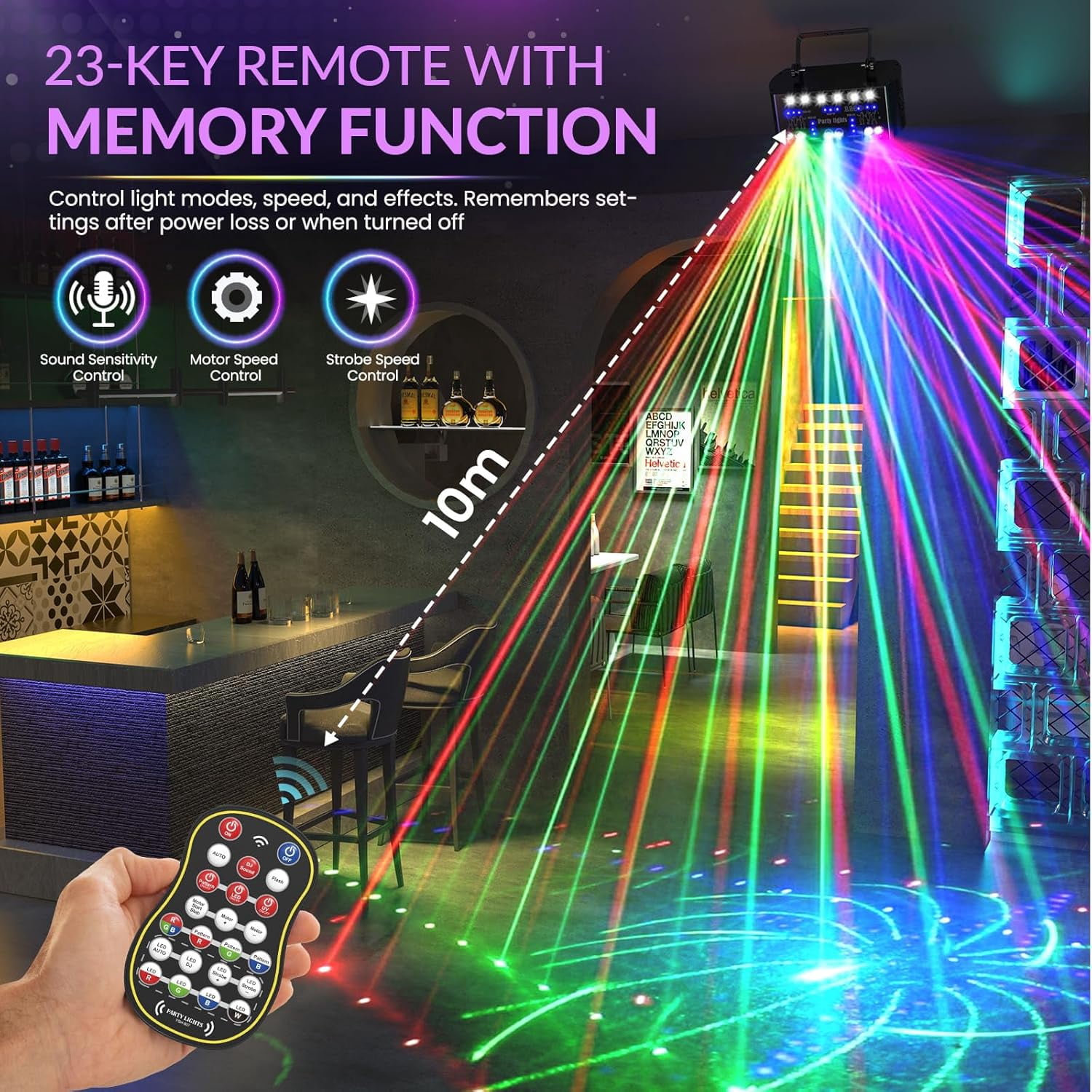 BAKOD 27-Eyes Laser Stage Light – RGB Rave Beam Show Projector for DJ, Disco, Party, Club, Bar, Parties, Rave
