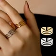 thumbnail image 2 of Thumb Ring Geometric Lines Shape Adjustable Opening Design Finger Ring Stainless Steel Finger Band Versatile Jewelry Gift, 2 of 8