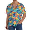thumbnail image 7 of Lsque Colorful Fish 1 print Men's Cuban Collar Short Sleeve Shirt Summer Beachwear Casual Button Down Fashionable Vacation Leisure Shirt-XX-Large, 7 of 7