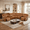 Yellow-brown, variant on Leather Power Reclining Sectional Sofa, L-Shaped Recliner Couch with Bass Speakers, USB Ports, LED Lights, Storage Console and Cup Holders for Living Room & Home Theater
