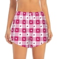 thumbnail image 3 of Uemuo Plaid Heart Pattern Women's Athletic Shorts High Waisted Running Shorts with Liner Pockets Gym Elastic Workout Shorts-X-Large, 3 of 9