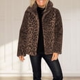 thumbnail image 2 of Women's Leopard Print coat, Casual Fashion Lapel Mid Length Jacket, Winter Warm coat, 2 of 9