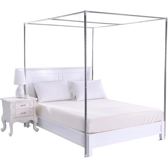 Canopy Bed Frame Queen, Thicken Stainless Steel Bed Canopy Frame, Metal Four Poster Canopy Bed Frame for Metal Bed Mosquito Bed Poles Canopy Frame