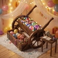 thumbnail image 2 of Costway 2 PCS Rustic Wood Wagon Planter 2-Tier with Wheels Handles&Drainage for Patio Balcony, 2 of 9