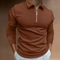 thumbnail image 2 of Ketyyh-chn99 Polo Shirts for Men Male Striped Print Turn Down Collar Long Sleeve T Shirt Mens Polo Shirts Coffee,L, 2 of 5