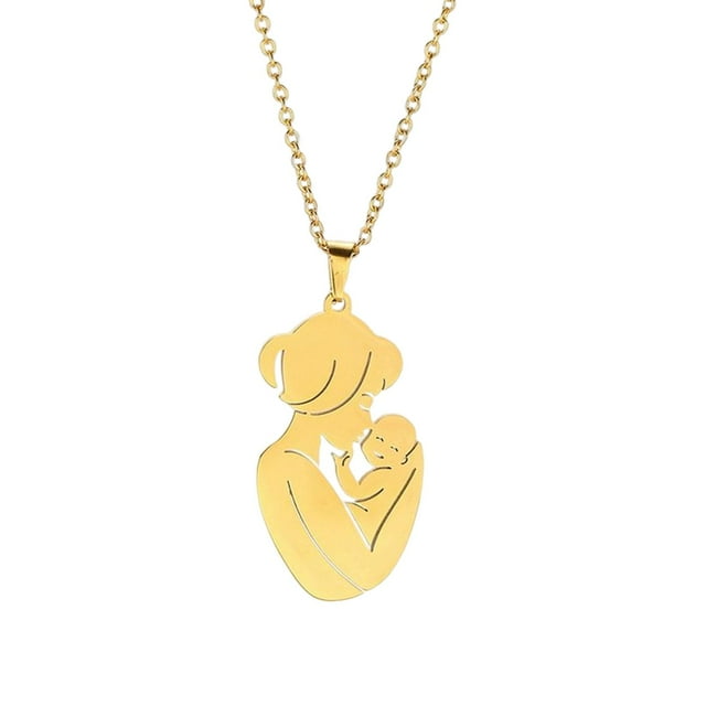 Collar Colgante con Forma de Mamá y Niño Sunnimix Acero Inoxidable Dorado