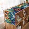 thumbnail image 6 of Colorful Peacock Feathers 108 Inch Table Runner, Oil Painting Abstract Art Farmhouse Dresser Scarf Cotton & Linen Tablerunner for Dining/Kitchen Island/Holiday Party Décor 13" x 108", 6 of 9