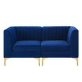 thumbnail image 4 of Tufted Loveseat Sofa, Velvet, Blue Navy, Modern Contemporary Urban Design, Living Lounge Room Hotel Lobby Hospitality, 4 of 7