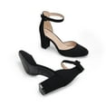thumbnail image 5 of BURUDANI Women's Closed Toe Chunky Heels Ankle Strap Low Block Heels Round Toe Dress Bridal Wedding Pumps Shoes, 5 of 6