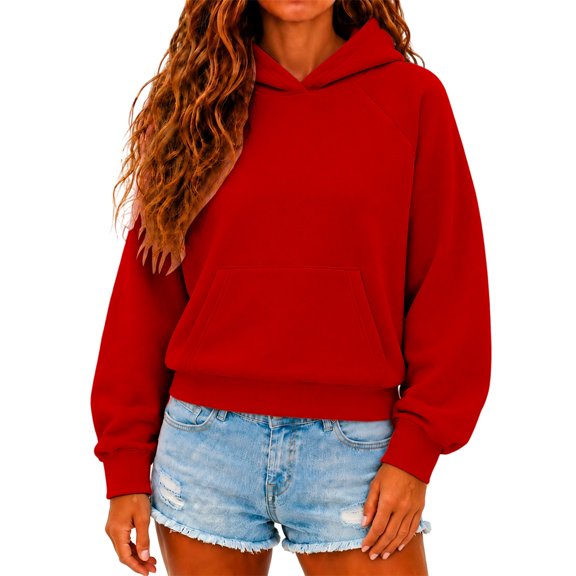 JJHGVB Crop Hoodie Women Short Hoodie Fall Sweatshirts Going Out Sweatshirt Thick Soft Lightweight Sweatshirt Soft Casual Tops Hooded Neck Oversized Hoodie Womens Sweatshirt A4-Red S