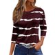 thumbnail image 1 of moda de las mujeres casual cuello redondo manga 3/4 suelta impresa camiseta damas top vino/xl, 1 of 5