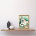 thumbnail image 2 of Bulldog Lying in a Flower Field Modern Pastel Colour Linocut Illustration Artwork Framed Wall Art Print A4, 2 of 4