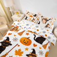 thumbnail image 3 of Homewish Cartoon Witch Cat Twin Duvet Cover for Kids, Orange Halloween Pumpkin Maple Leaf Twin Bedding, Halloween Reversible, 2-Piece, 1 Duvet Cover and 1 Pillowcase, 3 of 6