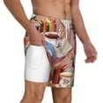 thumbnail image 3 of Picia Gnomes Books Tea Cups pattern Mens Swim Trunks with Compression Liner Stretch Beach Shorts Quick Dry with Zipper Pockets No-Chafing Board Shorts-Medium, 3 of 9