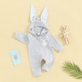 thumbnail image 2 of Bagilaanoe Newborn Baby Girl Boys Easter Jumpsuit Print Long Sleeve Hood Bodysuit 6M 9M 12M 24M Infant Zipper One Piece Romper, 2 of 9