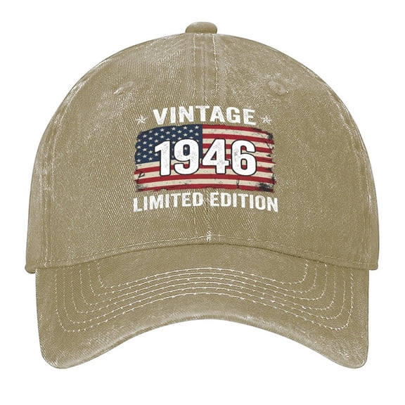 Washed Cotton Baseball Caps for Men Women, Breathable Retro Adjustable Dad Hats with Crown for Running, Outdoor, Daily Casual Wear, Brown-Vintage 1946