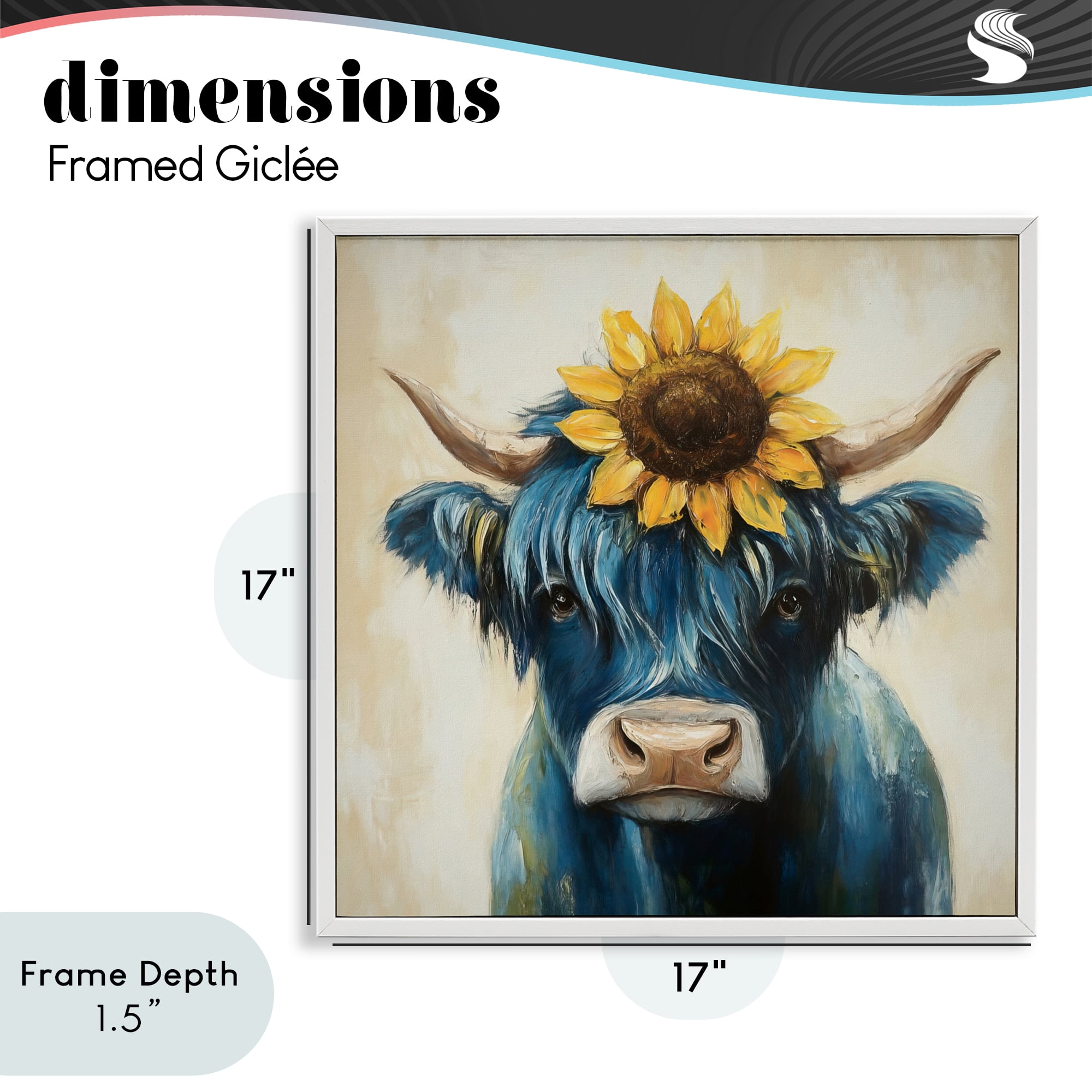 Stupell Industries Pastoral Sunflower Highland White Framed Giclee Art, design by Tina LeCour