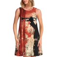 thumbnail image 1 of Bixox Robe Sans Manches à Imprimé Art Trompette Rouge pour Femmes avec Poches, Robe Débardeur Décontractée Longueur Genou pour l'Été-Petite, 1 of 7