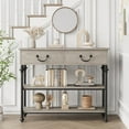 thumbnail image 2 of IDEALHOUSE Small Entryway Table with 2 Drawers, Narrow Console Table with Storage Shelves for Living Room, Console Tables for Entryway, Hallway Table, Sofa Table, Rustic Grey, 2 of 7