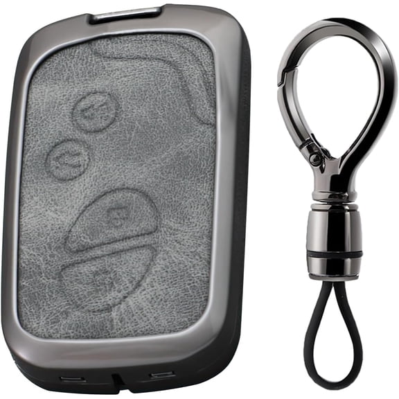 Key Fob Cover Compatible with Lexus GX460 RX350 ES350 IS250 LX570 GS430 GS300 GS450h IS-C IS-F LS460 LS600h 2005-2020 3 Button Metal Leather Keychain Case Holder Protector,Gray -C
