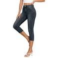 thumbnail image 2 of DuoJiaJ Stretch Denim Capri Pants Casual Comfortable Ankle Length Cropped Jeans With Slim Fit Women's Lounge Pants Black L, 2 of 5
