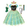 thumbnail image 1 of Disney Frozen Anna princesa vestido para niñas Puff manga malla vestido de graduación niños Navidad Cosplay Snow Queen fiesta de cumpleaños disfraces 5-6T (etiqueta 130) Gao Jinjia LED, 1 of 2
