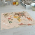 thumbnail image 5 of Kids Rug Non-Slip Play Mat with Dinosaurs on World Map in Beige, 5 of 5