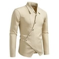 thumbnail image 1 of Blusa y camisa de manga larga con cuello vuelto para hombre, blusa informal a rayas con botones y cuello vuelto, blusa de poliéster para hombre, 1 of 8