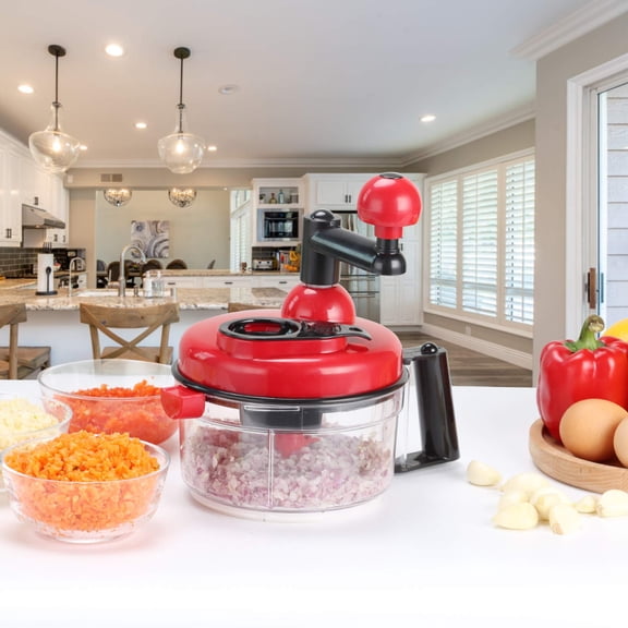 RUREN Manual Food Chopper Vegetable Chopper Hand Food Processor, Mixer, Blender, Whipper, Egg White Separator, Mincer, Grinder, Dicer with Clear Container 1200ml BPA Free Strong