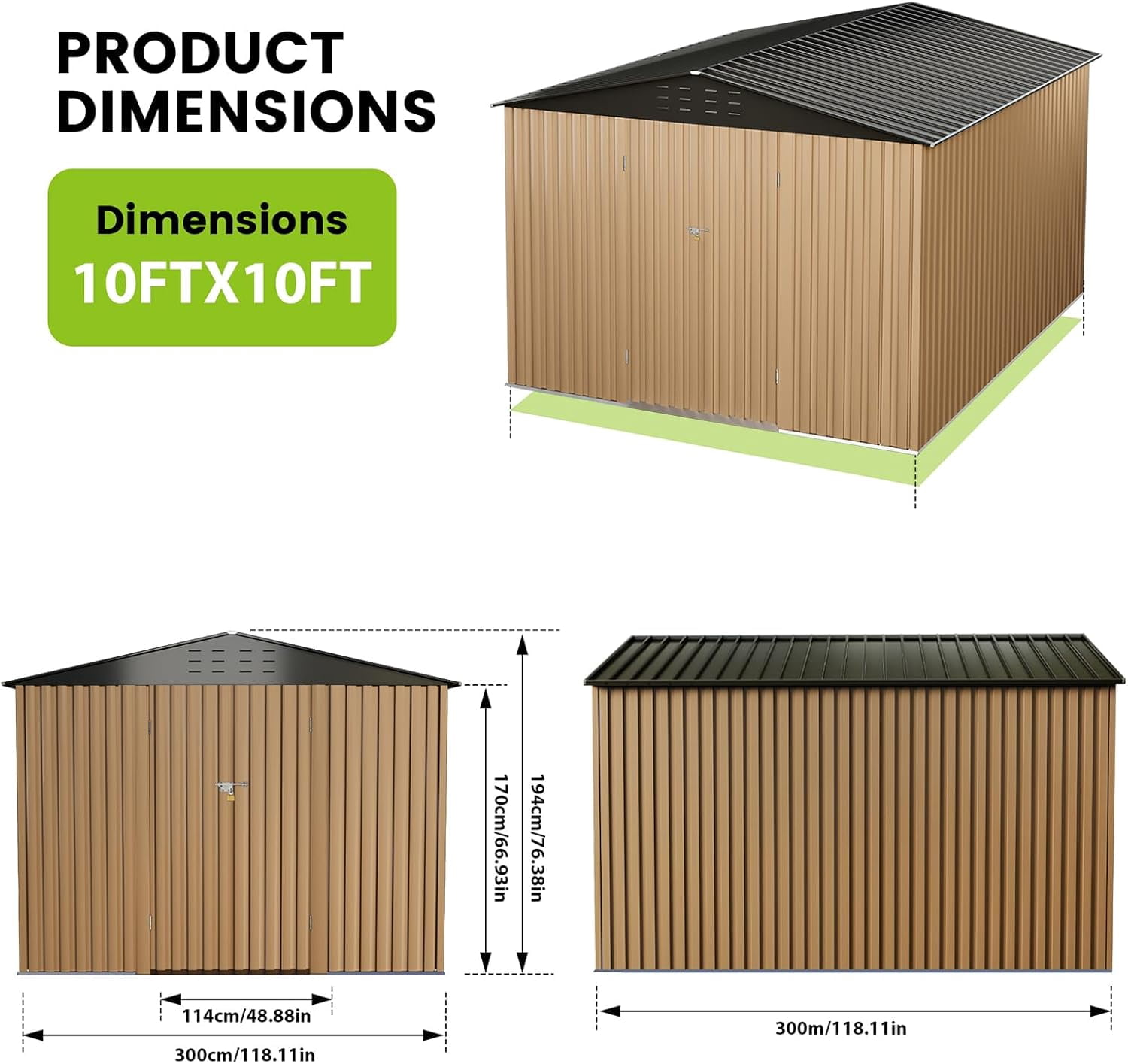 2025 New Outdoor Storage Shed, Large Metal Tool Sheds with Slooping Roof and Vents, Reinforced and Lockable Doors Frame Metal Storage Shed, for Patiofor Backyard,Patio,Garage