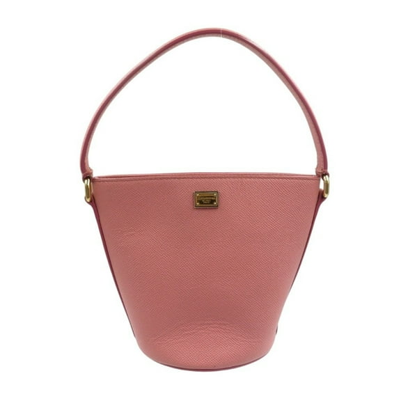 Pre-Owned Dolce & Gabbana 1447 leather handbag in pink leopard print with gold... (Good)