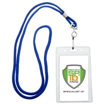 25 Pack - Premium Name Tag Badge Holders with Lanyards - Vertical Clear Plastic Card Pouch and Lanyard Holder for School and Events by Specialist ID (Royal Blue)