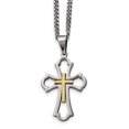 thumbnail image 1 of Collier en Acier Inoxydable Jaune Croix Plaquée Ip Brossé/poli 22 Po, 1 of 3