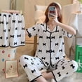 thumbnail image 1 of Pijama de tres piezas, pijama de dibujos animados para mujer, lindo estilo pit ins, conjunto de dos piezas para el hogar, 1 of 6