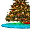 thumbnail image 3 of FabricLA Turquoise Faux Fur Tree Skirt Cut - 60 Inches with Rounded Edges (No Backing) for Holiday Décor, 3 of 8