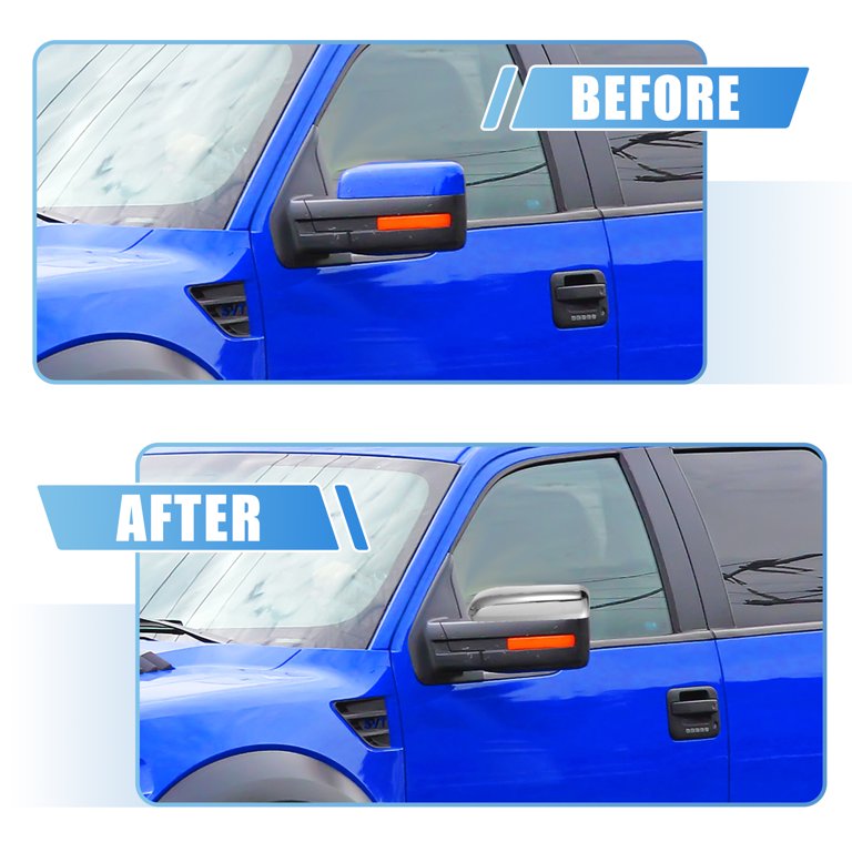 Chrome Mirror Top Half Covers Pair For 2009-2014 Ford F150 - Overlays, MC-F150-0914-CC-TOPHALF