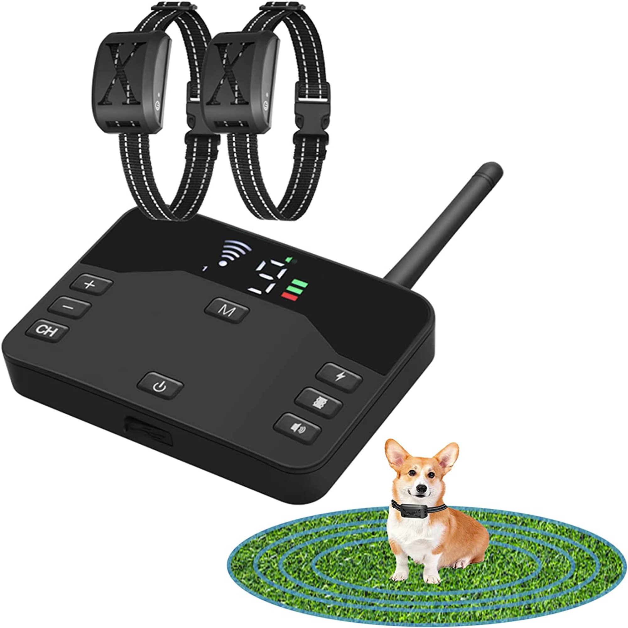 Wireless Dog Fence, Electric Fence for 2 Dogs Shocks Training Collar