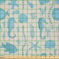 thumbnail image 2 of Ambesonne Nautical Fabric by the Yard Microfiber, Sea s Seahorses Fish, 2 Yards, Eggshell Sky Blue, 2 of 4