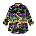 thumbnail image 4 of Women's Mardi Gras Shirts Long Sleeve Button Down Shirt Tuesday Carnival Party Outfit 2026 (Dark Purple, XL), 4 of 6