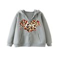 thumbnail image 1 of Women Hoodie  Heart Letters Leopard Print Sweatshirt with Pockets, 1 of 3