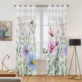thumbnail image 2 of Spring Floral Kitchen Curtains 96 Inch Length, Wildflowers Herbs Summer Botanical Plaid Grommet Top Bedroom Living Room Curtains, Light Filtering Cafe Curtain Drapes 2 Panels Set 104''x96'', 2 of 9