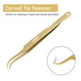 thumbnail image 3 of Professional Golden Tweezers for Eyelash Extension Hand Crafted Japanese Stainless Steel Precision Tweezers (Curved Tip), 3 of 6