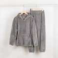 thumbnail image 2 of Enjoytime Fall Winter Pajamas for Women Set Thick Velvet Warm Loungewear Crewneck Long Sleeve Hooded Tops Pants 2 Piece Sets Soft Comfy Sleepwear, 2 of 8