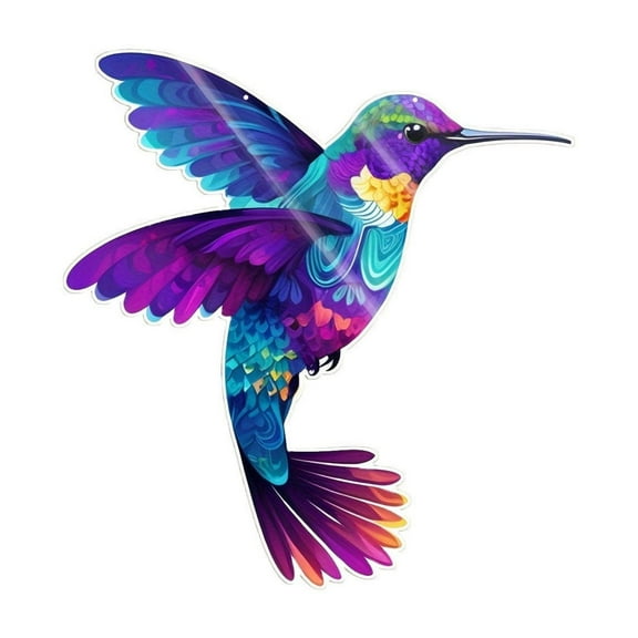 DefiDgd 6inch Acrylic Hummingbird Stained Glass Window Hanging Suncatchers,Handmade Bird Pendant,Decor for Door Windows Yard Courtyard Home Decorations,Gift for Bird Lovers(A)