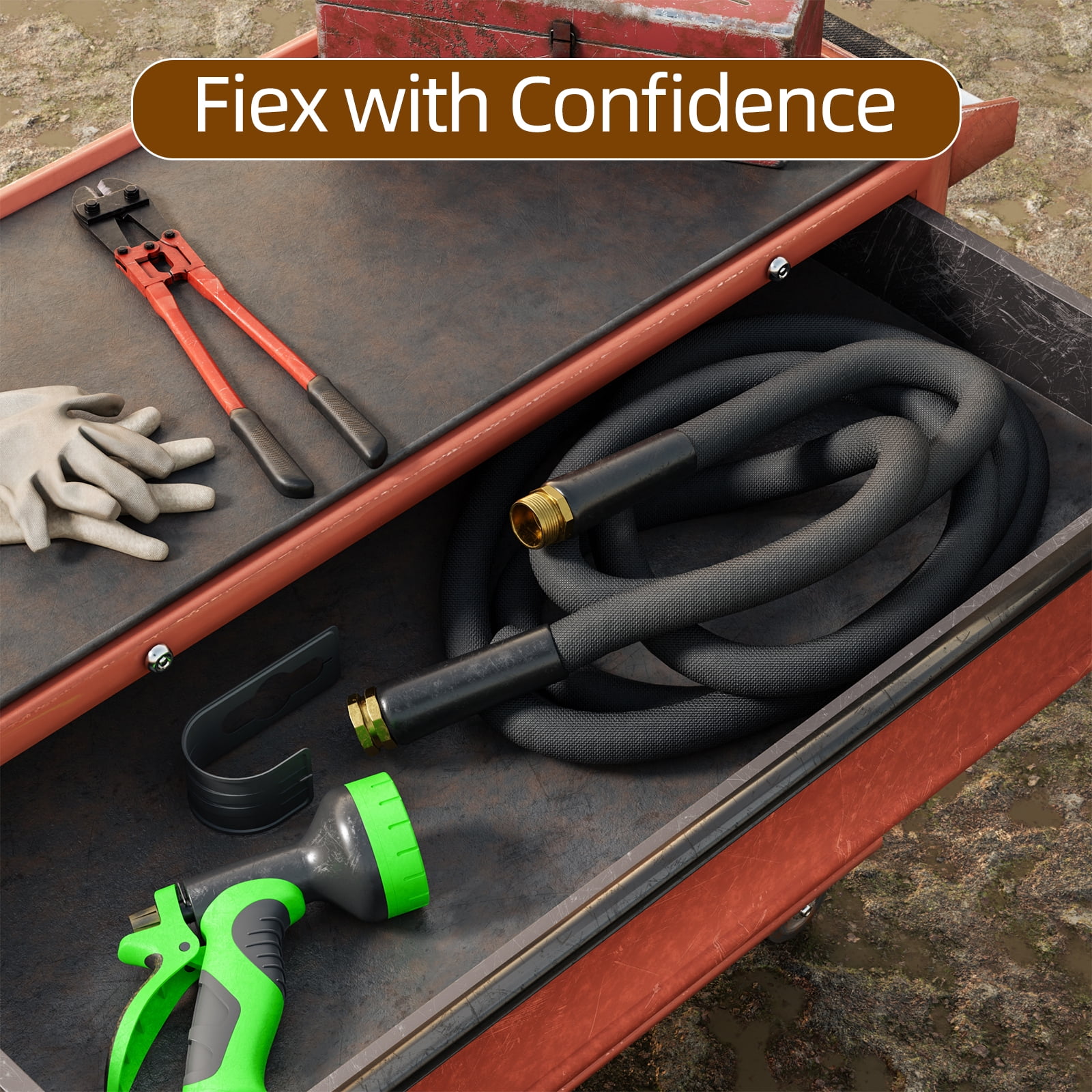 Garden Hose 50ft with 10 Patterns Nozzle lightweight, kink-resistant Fabric Watering / Lawn / Garden