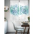 thumbnail image 3 of Teal Blue Eucalyptus Leaves Semi Sheer Window Curtains 72 Inches Long, Spring Summer Botanical Floral Rod Pocket Voile Silky Chiffon Curtain Light Filtering Drapes for Living Room, 52"x72", 2 Panels, 3 of 9