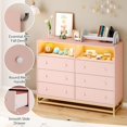 thumbnail image 4 of BeesClover Commode Moderne avec Éclairage DEL RVB, Station de Recharge 4 AC + 2 USB, 6 Tiroirs Spacieux, Pattes en MDF et Métal Durables, Assemblage Facile, Rangement Multifonction pour Chambre/salon, 4 of 7